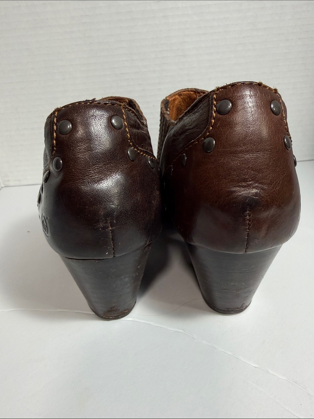 Born Dark Brown Studded Leather Heeled Ankle Boots - Picture 5 of 6